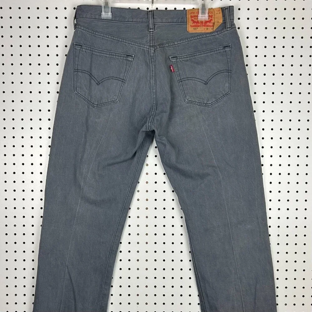 Levis 501 Gray Stone Washed Wide Leg Straight Jeans 34x32 Skater Y2K Denim Punk - Picture 2 of 8
